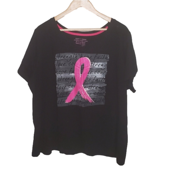 Just My Size Tops - 𝅺Black & Pink "Love" Breast Cancer top